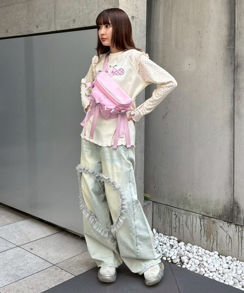 Candy Stripper（キャンディストリッパー）の「FANCY RIBBON WAIST バッグ（ボディバッグ/ウエストポーチ・レディース・ピンク/ブラック・FREE）」の11枚目の写真