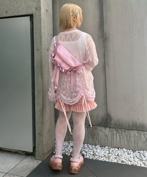 Candy Stripper（キャンディストリッパー）の「FANCY RIBBON WAIST バッグ（ボディバッグ/ウエストポーチ・レディース・ピンク/ブラック・FREE）」の12枚目の写真