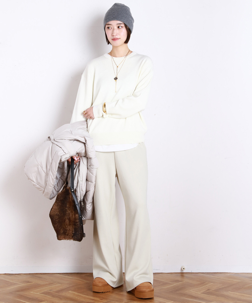 EVERYDAY I LIKE.（エヴリディアイライク）の「*ウォームスウェットパンツ（スラックス・レディース・ブラック/ホワイト/グレー・38/36）」の18枚目の写真