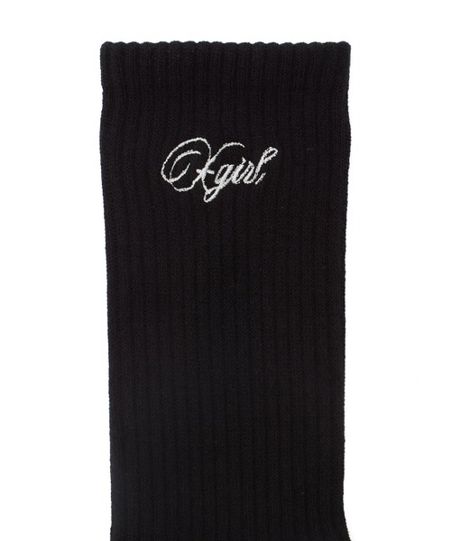 X-girl(エックスガール)の「SCRIPT LOGO ONE POINT SOCKS(ソックス/靴下・レディース・ホワイト/ブラック・ONE SIZE)」の4枚目の写真