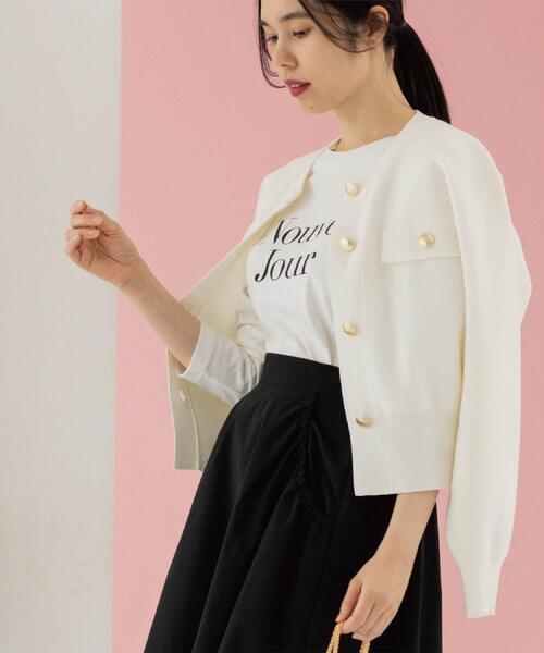 OPAQUE.CLIP（オペークドットクリップ）の「フラップポケット金ボタンニットカーディガン【洗濯機OK】（カーディガン/ボレロ・レディース・ブラック/イエロー系その他/オレンジ/ホワイト・38/40/42）」の22枚目の写真