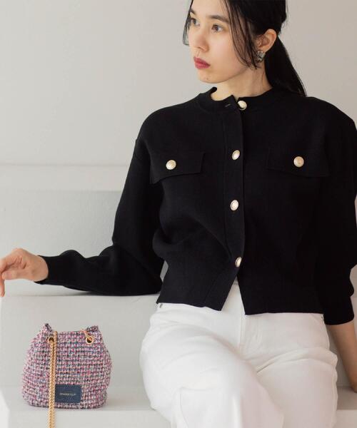 OPAQUE.CLIP（オペークドットクリップ）の「フラップポケット金ボタンニットカーディガン【洗濯機OK】（カーディガン/ボレロ・レディース・ブラック/イエロー系その他/オレンジ/ホワイト・38/40/42）」の20枚目の写真