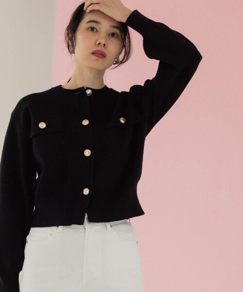 OPAQUE.CLIP（オペークドットクリップ）の「フラップポケット金ボタンニットカーディガン【洗濯機OK】（カーディガン/ボレロ・レディース・ブラック/イエロー系その他/オレンジ/ホワイト・38/40/42）」の19枚目の写真