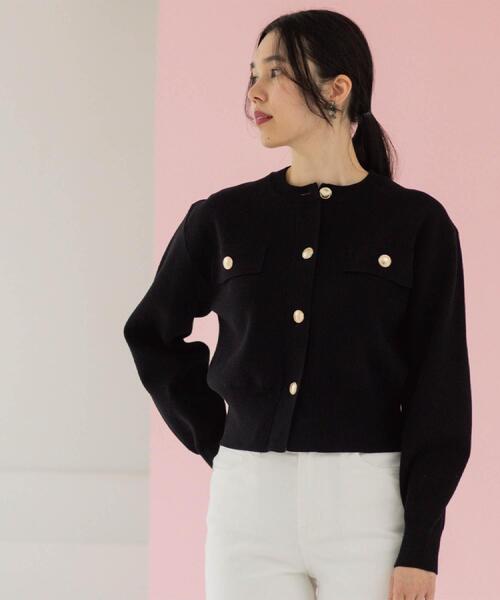 OPAQUE.CLIP（オペークドットクリップ）の「フラップポケット金ボタンニットカーディガン【洗濯機OK】（カーディガン/ボレロ・レディース・ブラック/イエロー系その他/オレンジ/ホワイト・38/40/42）」の18枚目の写真