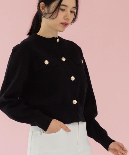 OPAQUE.CLIP（オペークドットクリップ）の「フラップポケット金ボタンニットカーディガン【洗濯機OK】（カーディガン/ボレロ・レディース・ブラック/イエロー系その他/オレンジ/ホワイト・38/40/42）」の17枚目の写真