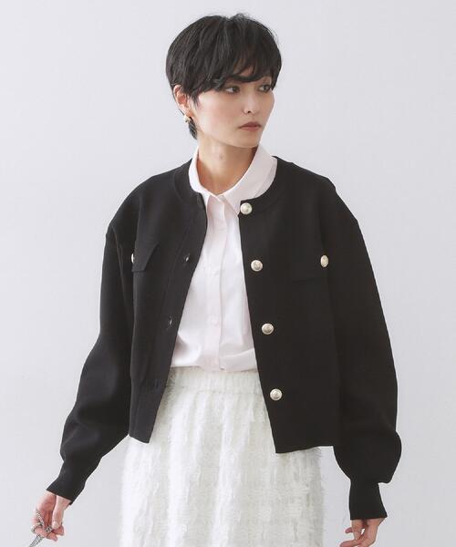 OPAQUE.CLIP（オペークドットクリップ）の「フラップポケット金ボタンニットカーディガン【洗濯機OK】（カーディガン/ボレロ・レディース・ブラック/イエロー系その他/オレンジ/ホワイト・38/40/42）」の11枚目の写真