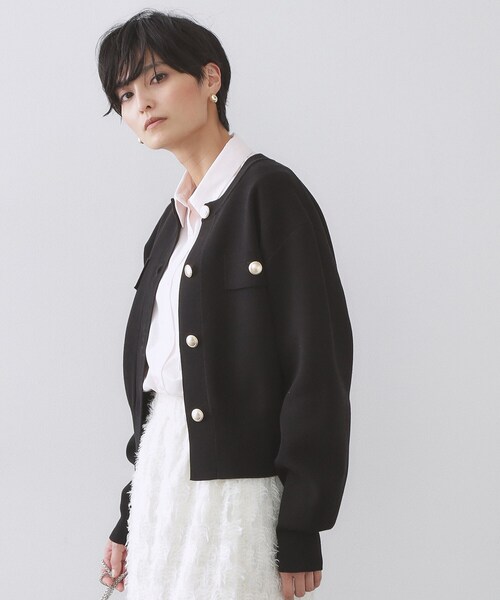 OPAQUE.CLIP（オペークドットクリップ）の「フラップポケット金ボタンニットカーディガン【洗濯機OK】（カーディガン/ボレロ・レディース・ブラック/イエロー系その他/オレンジ/ホワイト・38/40/42）」の10枚目の写真