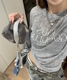【26年春新作】ビーズロゴルーズシアーロンT / ラインストーン ビジュー Tシャツ