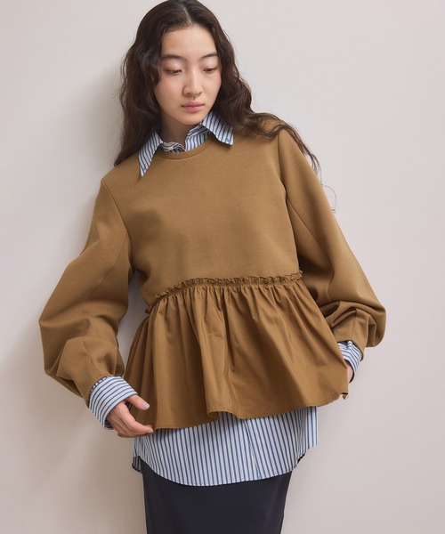 WEB限定】ペプラムコンビプルオーバー（Tシャツ/カットソー）｜ADAM ET