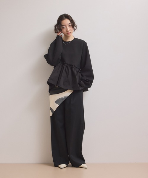 WEB限定】ペプラムコンビプルオーバー（Tシャツ/カットソー）｜ADAM ET