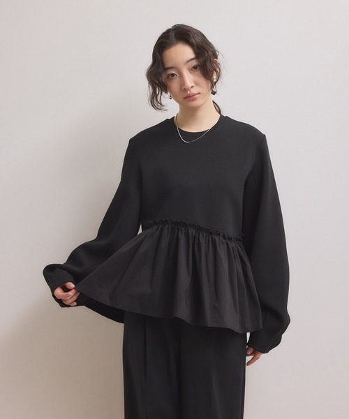 WEB限定】ペプラムコンビプルオーバー（Tシャツ/カットソー）｜ADAM ET