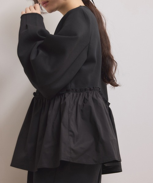 WEB限定】ペプラムコンビプルオーバー（Tシャツ/カットソー）｜ADAM ET