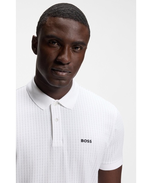 BOSS（ボス）の「コットンピケ ポロシャツ オールオーバープリント（ポロシャツ・メンズ・ホワイト・S/L/XS/M）」の2枚目の写真