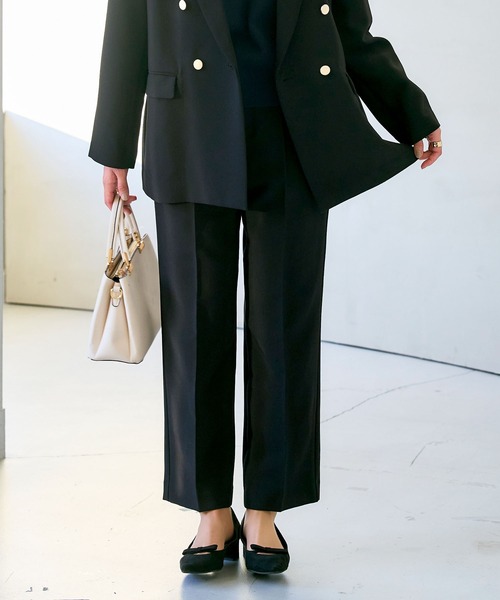 CROSS FUNCTION（クロスファンクション）の「《洗える・シワになりにくい》正解 センタープレスストレートパンツ セットアップ対応【CROSS FUNCTION/クロスファンクション】（スラックス・レディース・ネイビー/ブラック・M/LL/L）」の2枚目の写真