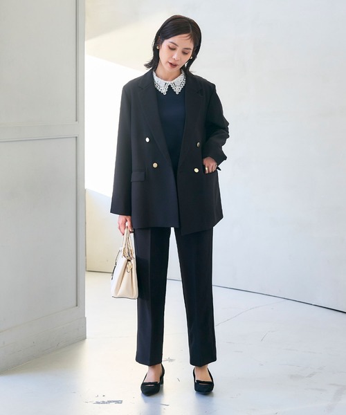 CROSS FUNCTION（クロスファンクション）の「《洗える・シワになりにくい》正解 センタープレスストレートパンツ セットアップ対応【CROSS FUNCTION/クロスファンクション】（スラックス・レディース・ネイビー/ブラック・M/LL/L）」の21枚目の写真