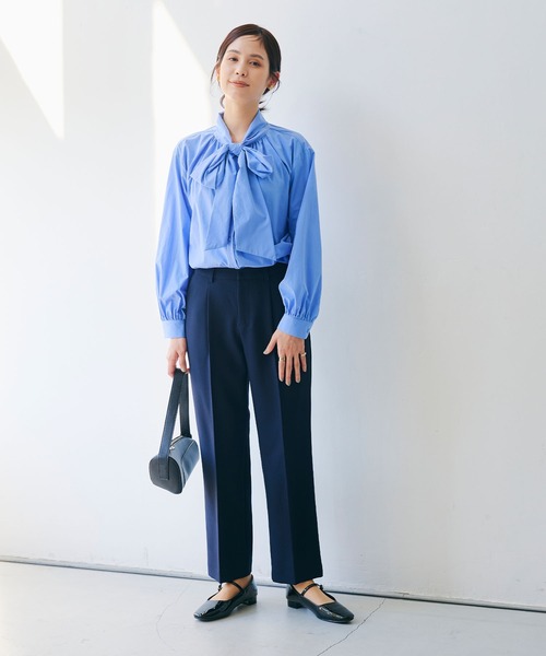 CROSS FUNCTION（クロスファンクション）の「《洗える・シワになりにくい》正解 センタープレスストレートパンツ セットアップ対応【CROSS FUNCTION/クロスファンクション】（スラックス・レディース・ネイビー/ブラック・M/LL/L）」の3枚目の写真