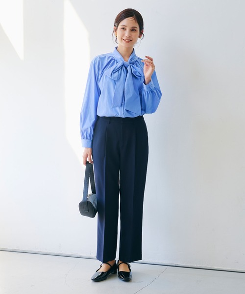 CROSS FUNCTION（クロスファンクション）の「《洗える・シワになりにくい》正解 センタープレスストレートパンツ セットアップ対応【CROSS FUNCTION/クロスファンクション】（スラックス・レディース・ネイビー/ブラック・M/LL/L）」の4枚目の写真