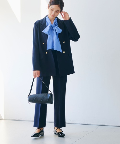 CROSS FUNCTION（クロスファンクション）の「《洗える・シワになりにくい》正解 センタープレスストレートパンツ セットアップ対応【CROSS FUNCTION/クロスファンクション】（スラックス・レディース・ネイビー/ブラック・M/LL/L）」の10枚目の写真