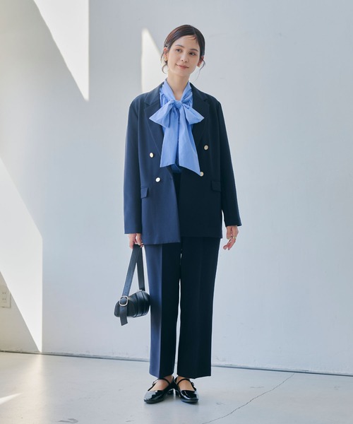 CROSS FUNCTION（クロスファンクション）の「《洗える・シワになりにくい》正解 センタープレスストレートパンツ セットアップ対応【CROSS FUNCTION/クロスファンクション】（スラックス・レディース・ネイビー/ブラック・M/LL/L）」の9枚目の写真