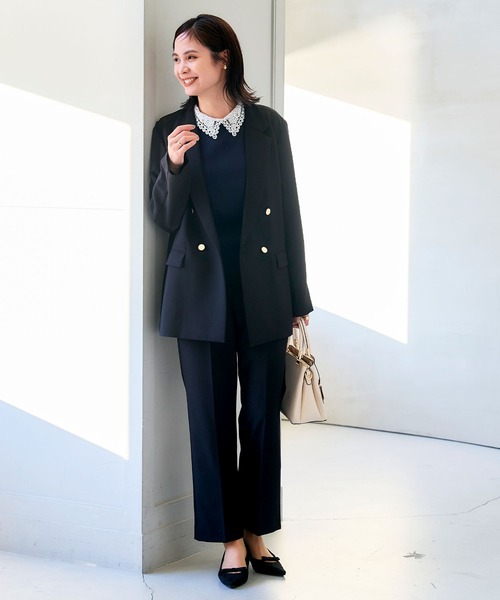 CROSS FUNCTION（クロスファンクション）の「《洗える・シワになりにくい》正解 センタープレスストレートパンツ セットアップ対応【CROSS FUNCTION/クロスファンクション】（スラックス・レディース・ネイビー/ブラック・M/LL/L）」の18枚目の写真