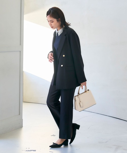 CROSS FUNCTION（クロスファンクション）の「《洗える・シワになりにくい》正解 センタープレスストレートパンツ セットアップ対応【CROSS FUNCTION/クロスファンクション】（スラックス・レディース・ネイビー/ブラック・M/LL/L）」の22枚目の写真