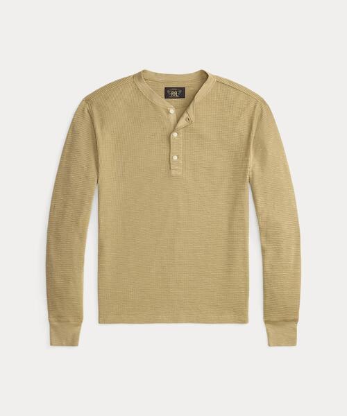 RRL(ダブル アール エル)の「ガーメントダイド ワッフルニット ヘンリーネック シャツ(Tシャツ/カットソー・メンズ・ブラウン・XXL/XS/XL/S/M/L)」の1枚目の写真