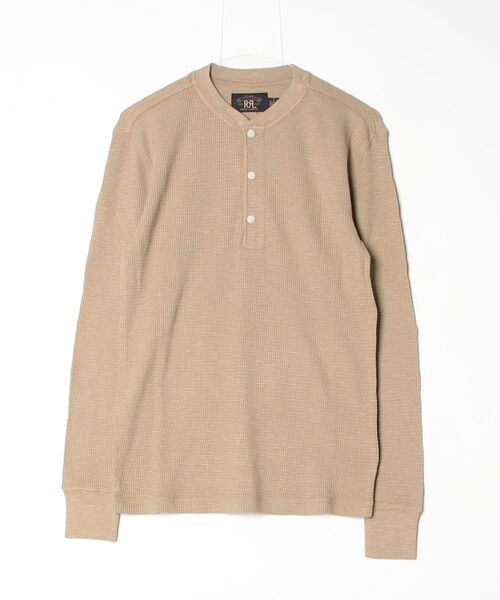 RRL(ダブル アール エル)の「ガーメントダイド ワッフルニット ヘンリーネック シャツ(Tシャツ/カットソー・メンズ・ブラウン・XXL/XS/XL/S/M/L)」の3枚目の写真
