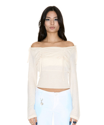 LAVIGNE OFF-SHOULDER SHIRRING TOP IVORY