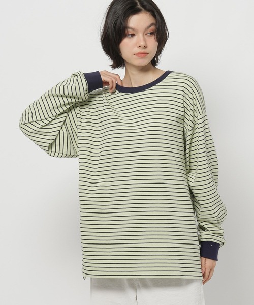 niko and...（ニコアンド）の「COLORマイスターボーダーロンT（Tシャツ/カットソー・レディース・グレー/ライトブルー/ライトグリーン/ピンク・MEDIUM/LARGE）」の2枚目の写真