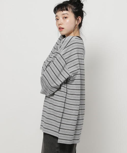 niko and...（ニコアンド）の「COLORマイスターボーダーロンT（Tシャツ/カットソー・レディース・グレー/ライトブルー/ライトグリーン/ピンク・MEDIUM/LARGE）」の22枚目の写真