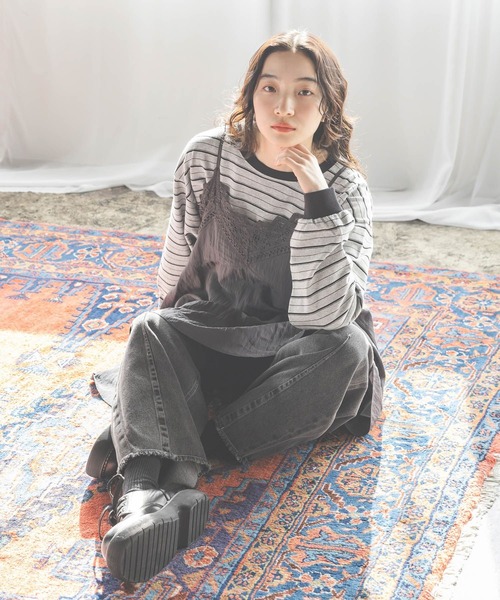 niko and...（ニコアンド）の「COLORマイスターボーダーロンT（Tシャツ/カットソー・レディース・グレー/ライトブルー/ライトグリーン/ピンク・MEDIUM/LARGE）」の6枚目の写真