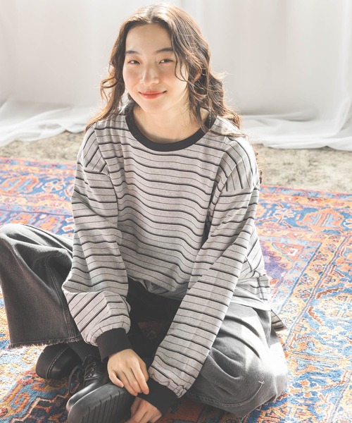 niko and...（ニコアンド）の「COLORマイスターボーダーロンT（Tシャツ/カットソー・レディース・グレー/ライトブルー/ライトグリーン/ピンク・MEDIUM/LARGE）」の8枚目の写真