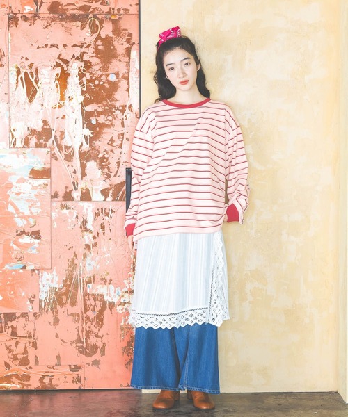 niko and...（ニコアンド）の「COLORマイスターボーダーロンT（Tシャツ/カットソー・レディース・グレー/ライトブルー/ライトグリーン/ピンク・MEDIUM/LARGE）」の17枚目の写真