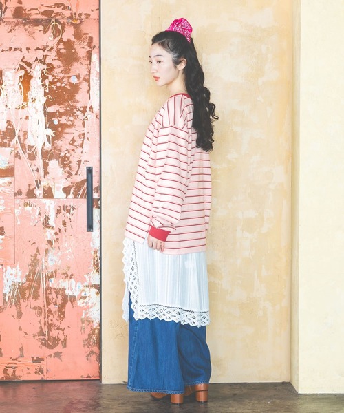 niko and...（ニコアンド）の「COLORマイスターボーダーロンT（Tシャツ/カットソー・レディース・グレー/ライトブルー/ライトグリーン/ピンク・MEDIUM/LARGE）」の18枚目の写真