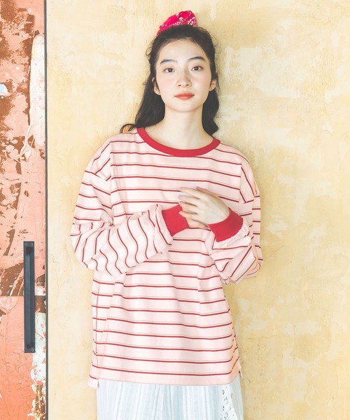 niko and...（ニコアンド）の「COLORマイスターボーダーロンT（Tシャツ/カットソー・レディース・グレー/ライトブルー/ライトグリーン/ピンク・MEDIUM/LARGE）」の20枚目の写真