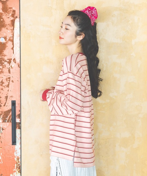 niko and...（ニコアンド）の「COLORマイスターボーダーロンT（Tシャツ/カットソー・レディース・グレー/ライトブルー/ライトグリーン/ピンク・MEDIUM/LARGE）」の21枚目の写真