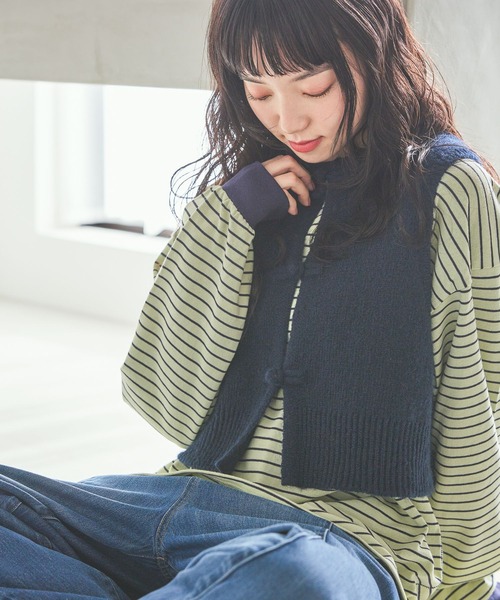 niko and...（ニコアンド）の「COLORマイスターボーダーロンT（Tシャツ/カットソー・レディース・グレー/ライトブルー/ライトグリーン/ピンク・MEDIUM/LARGE）」の14枚目の写真