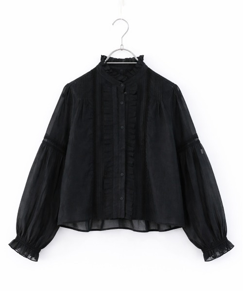 Marilyn Moon(マリリンムーン)の「sheer starched cotton lace frilled blouse(シャツ/ブラウス・レディース・ホワイト/ベージュ/ネイビー・FREE)」の2枚目の写真