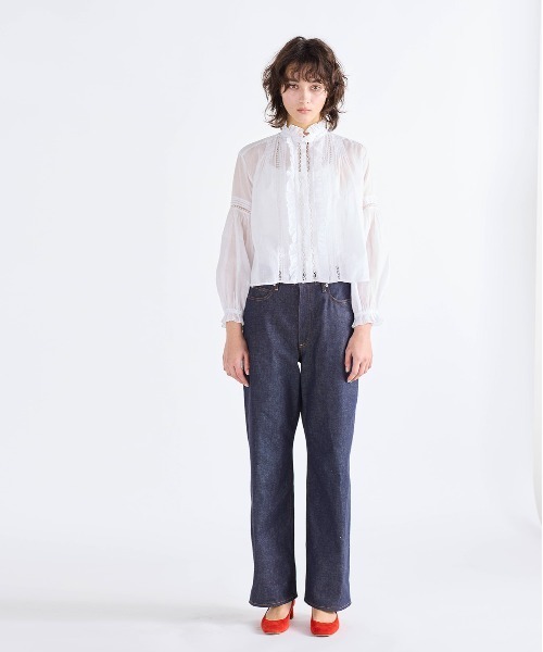 Marilyn Moon(マリリンムーン)の「sheer starched cotton lace frilled blouse(シャツ/ブラウス・レディース・ホワイト/ベージュ/ネイビー・FREE)」の8枚目の写真