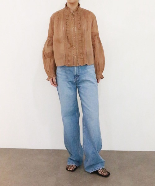 Marilyn Moon(マリリンムーン)の「sheer starched cotton lace frilled blouse(シャツ/ブラウス・レディース・ホワイト/ベージュ/ネイビー・FREE)」の13枚目の写真