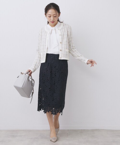 index（インデックス）の「ファンシーヤーントリミングカーディガン【洗濯機OK】（カーディガン/ボレロ・レディース・ブラック系3/ホワイト系6/ベージュ系その他7・42/40/38/36）」の5枚目の写真