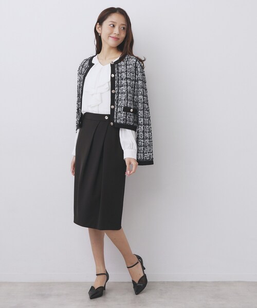 index（インデックス）の「ファンシーヤーントリミングカーディガン【洗濯機OK】（カーディガン/ボレロ・レディース・ブラック系3/ホワイト系6/ベージュ系その他7・42/40/38/36）」の9枚目の写真