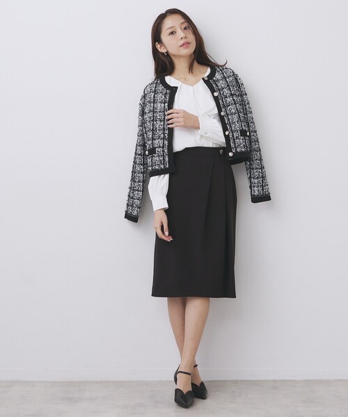 index（インデックス）の「ファンシーヤーントリミングカーディガン【洗濯機OK】（カーディガン/ボレロ・レディース・ブラック系3/ホワイト系6/ベージュ系その他7・42/40/38/36）」の10枚目の写真