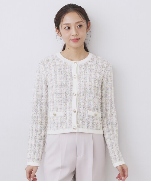 index（インデックス）の「ファンシーヤーントリミングカーディガン【洗濯機OK】（カーディガン/ボレロ・レディース・ブラック系3/ホワイト系6/ベージュ系その他7・42/40/38/36）」の16枚目の写真