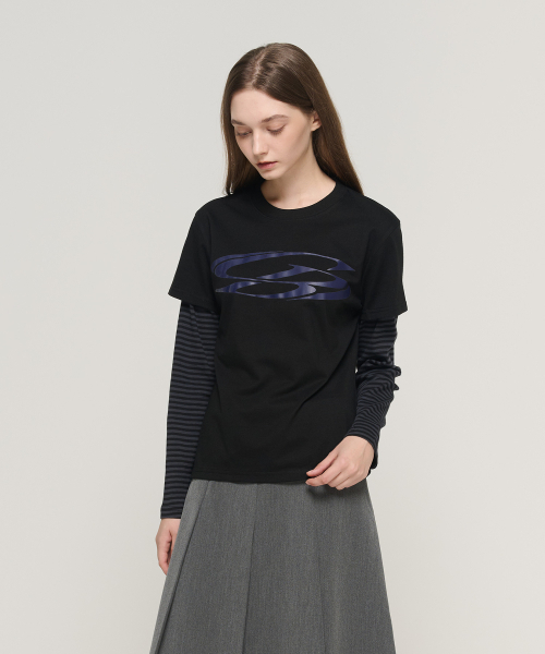 CARGOBROS FOR WOMAN(カーゴブロスフォーウィメン)の「ヴィンテージサークルレイヤード長袖Tシャツ(ブラック/チャコール)(Tシャツ/カットソー・レディース・その他・FREE)」の6枚目の写真