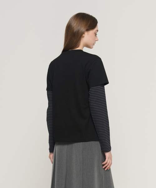 CARGOBROS FOR WOMAN(カーゴブロスフォーウィメン)の「ヴィンテージサークルレイヤード長袖Tシャツ(ブラック/チャコール)(Tシャツ/カットソー・レディース・その他・FREE)」の7枚目の写真