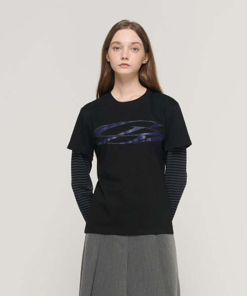 CARGOBROS FOR WOMAN(カーゴブロスフォーウィメン)の「ヴィンテージサークルレイヤード長袖Tシャツ(ブラック/チャコール)(Tシャツ/カットソー・レディース・その他・FREE)」の2枚目の写真