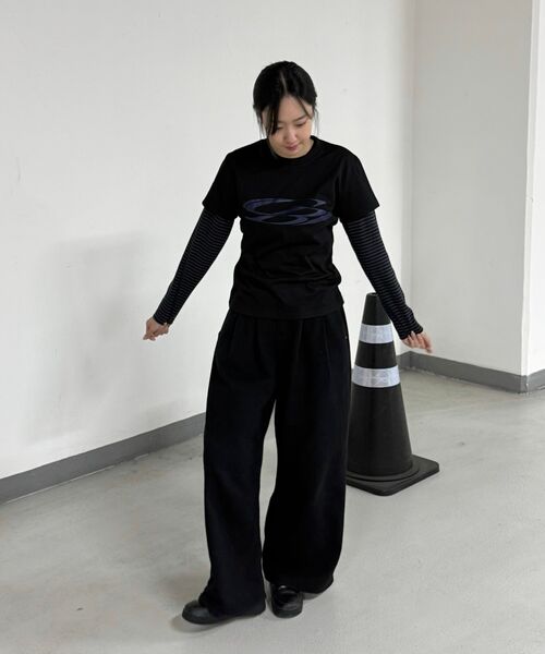 CARGOBROS FOR WOMAN(カーゴブロスフォーウィメン)の「ヴィンテージサークルレイヤード長袖Tシャツ(ブラック/チャコール)(Tシャツ/カットソー・レディース・その他・FREE)」の3枚目の写真