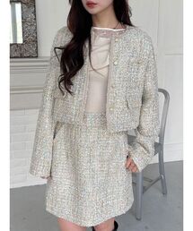 MERCURYDUO | ツイードノーカラージャケット(テーラードジャケット)