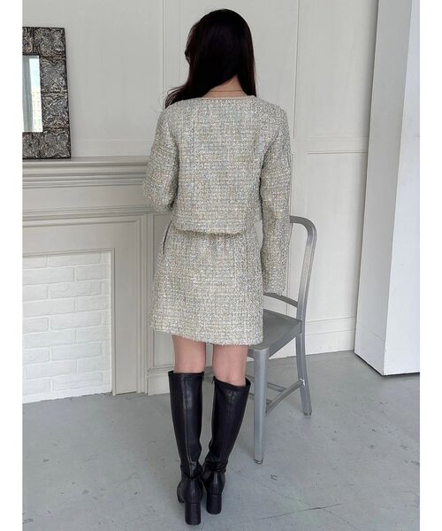 MERCURYDUO(マーキュリーデュオ)の「ツイードノーカラージャケット(テーラードジャケット・レディース・ミント/オフホワイト・MEDIUM/SMALL)」の15枚目の写真